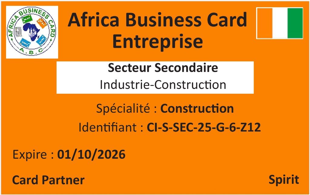 Africa Business Card Entreprise — Secteur secondaire